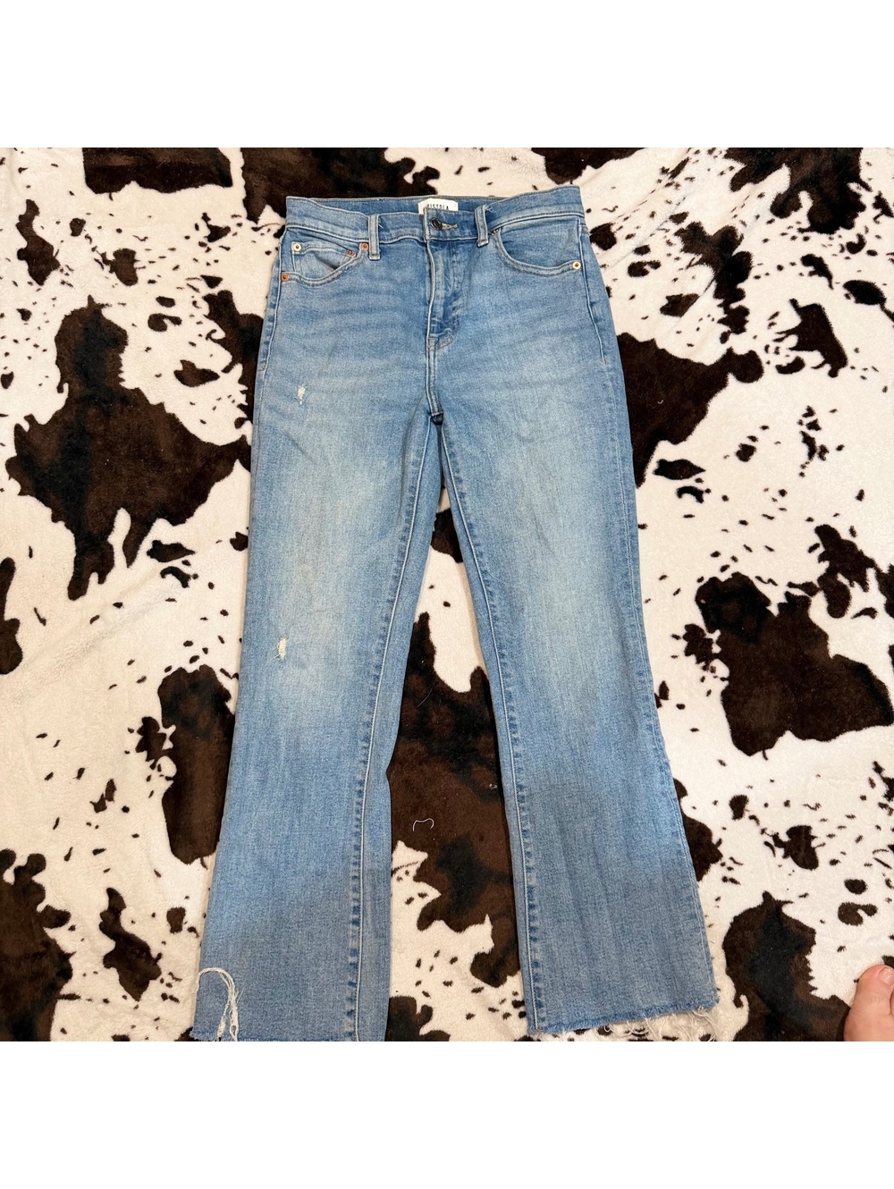 Pistola High Rise Crop Flare Raw Hem‎ Distressed Jeans Women’s 27